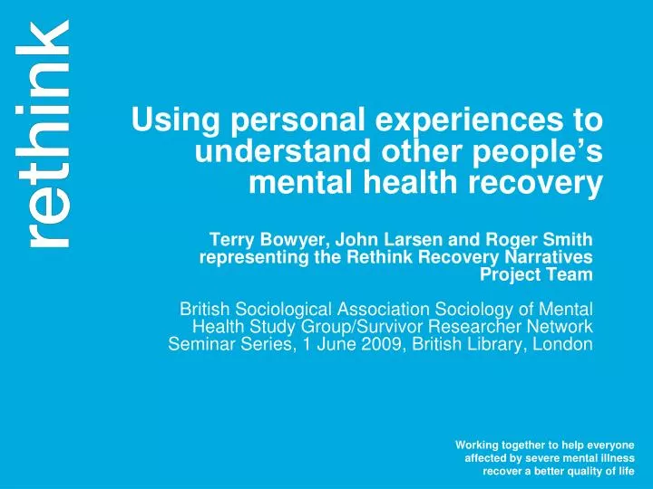 using personal experiences to understand other people s mental health recovery