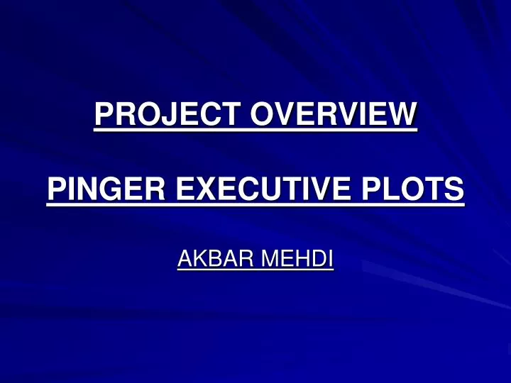 project overview pinger executive plots akbar mehdi