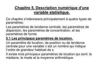 chapitre 5 description num rique d une variable statistique