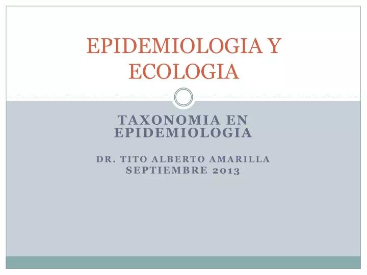 epidemiologia y ecologia
