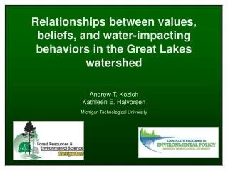 Relationships between values, beliefs, and water-impacting behaviors in the Great Lakes watershed