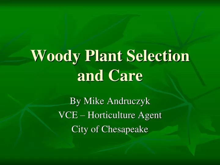 woody plant selection and care