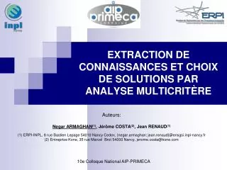 extraction de connaissances et choix de solutions par analyse multicrit re