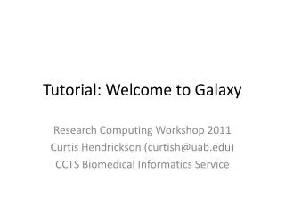 Tutorial: Welcome to Galaxy