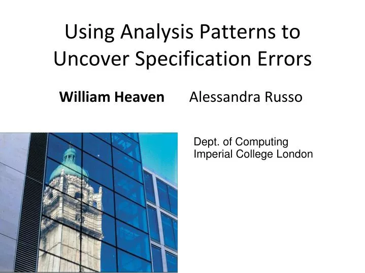 using analysis patterns to uncover specification errors