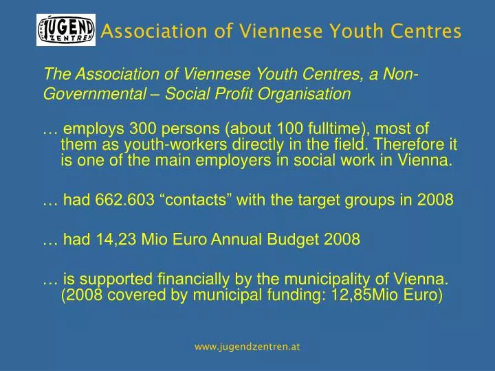 the association of viennese youth centres a non governmental social profit organisation