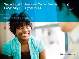 Subject and Professional Mentor Meetings: Secondary ITE 1-year PGCE