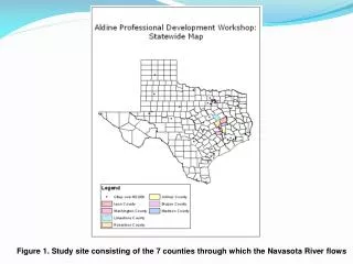 Figure 1. Study site consisting of the 7 counties through which the Navasota River flows