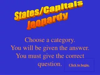 States/Capitals Jeopardy