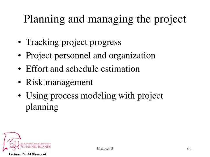 planning and managing the project