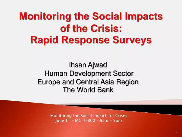 monitoring the social impacts of the crisis rapid response surveys