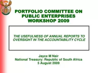 THE USEFULNESS OF ANNUAL REPORTS TO OVERSIGHT IN THE ACCOUNTABILITY CYCLE