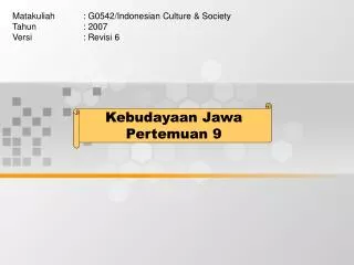 kebudayaan jawa pertemuan 9