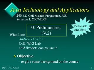 Java Technology and Applications