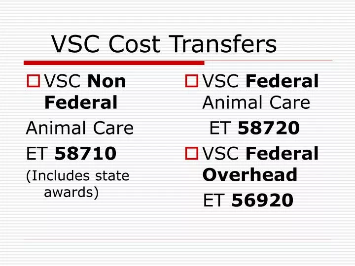 vsc cost transfers