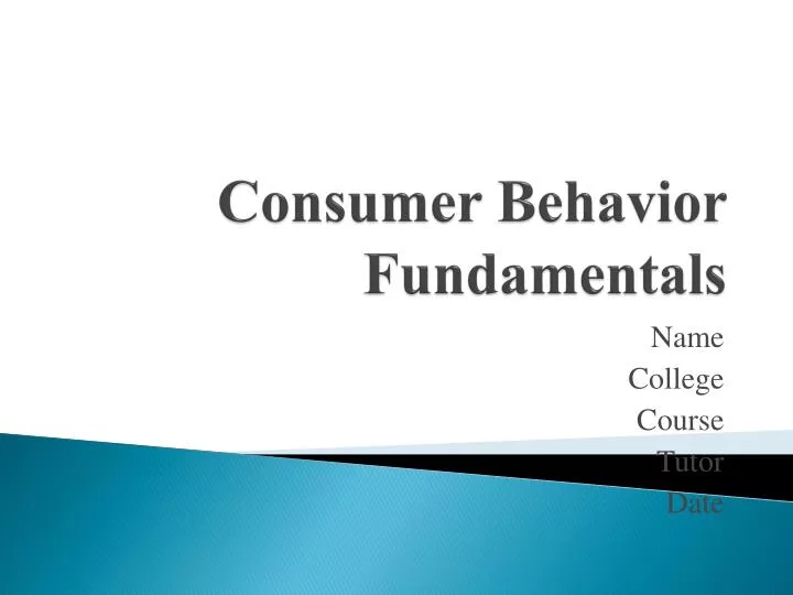 consumer behavior fundamentals