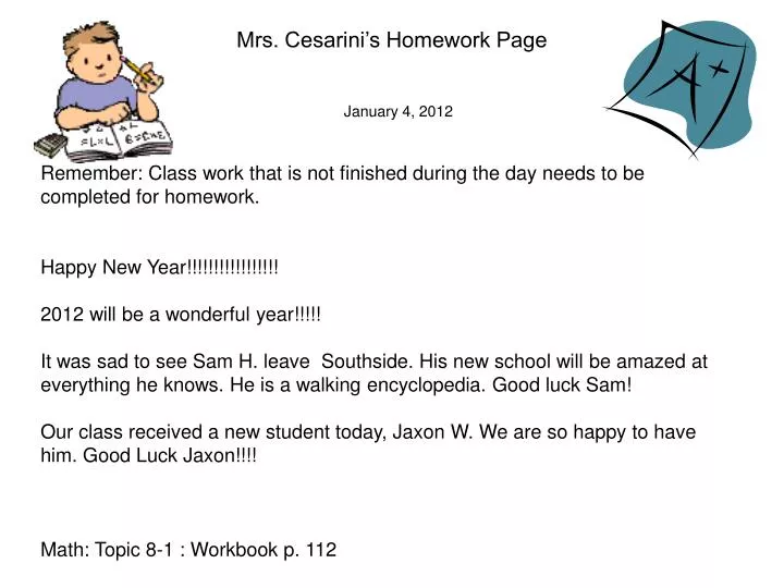 mrs cesarini s homework page