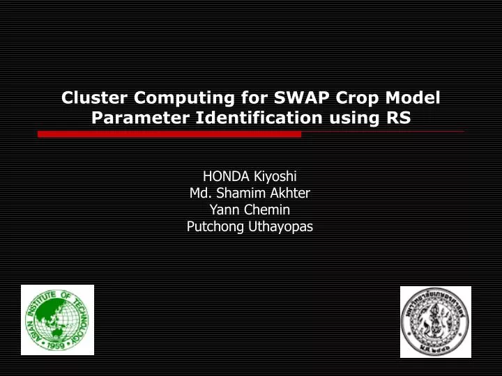 cluster computing for swap crop model parameter identification using rs