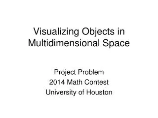 visualizing objects in multidimensional space