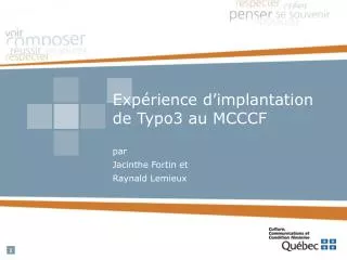 exp rience d implantation de typo3 au mcccf