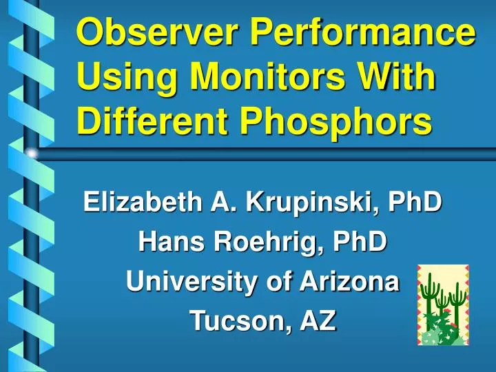 observer performance using monitors with different phosphors