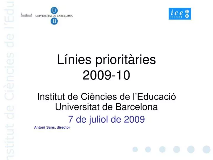 l nies priorit ries 2009 10