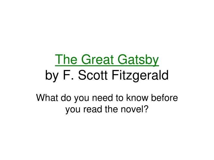 the great gatsby by f scott fitzgerald