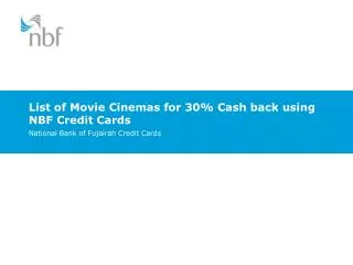 List of Movie Cinemas for 30% Cash back using NBF Credit Cards