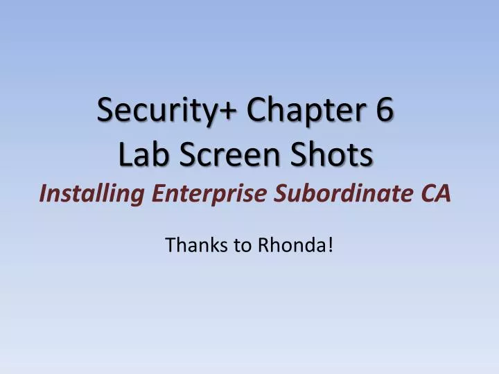 security chapter 6 lab screen shots installing enterprise subordinate ca