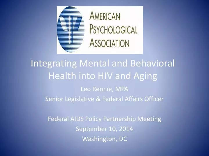 integrating mental and behavioral health into hiv and aging