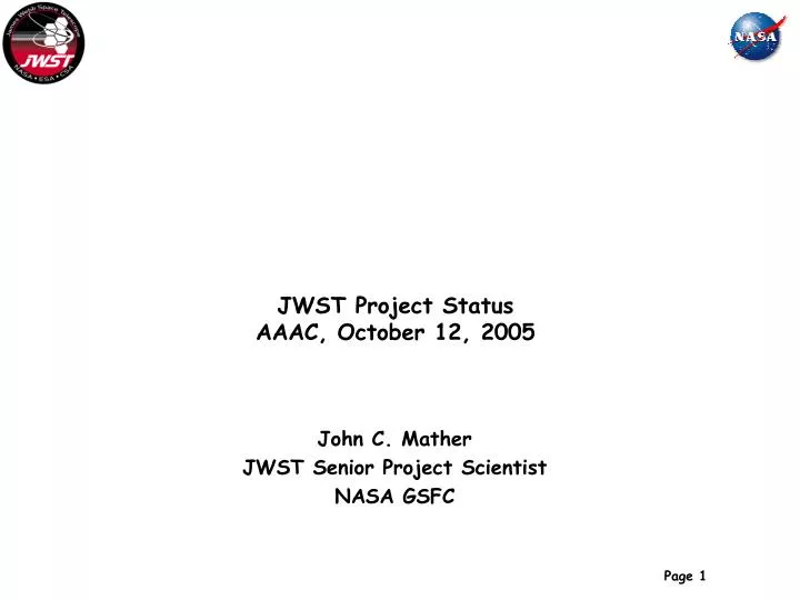 jwst project status aaac october 12 2005