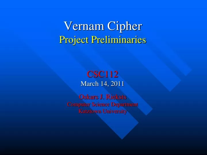 vernam cipher project preliminaries