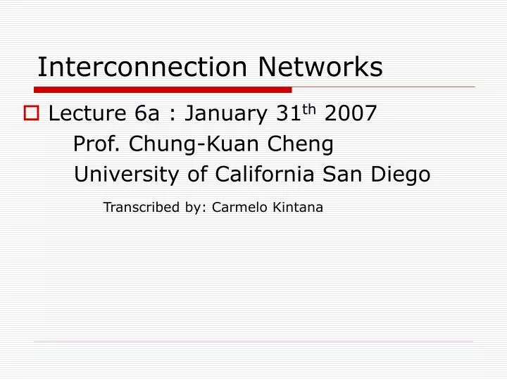 interconnection networks