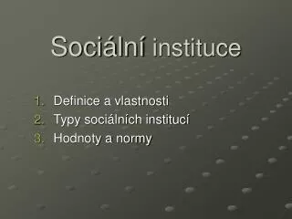soci ln instituce