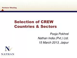 Selection of CREW Countries &amp; Sectors