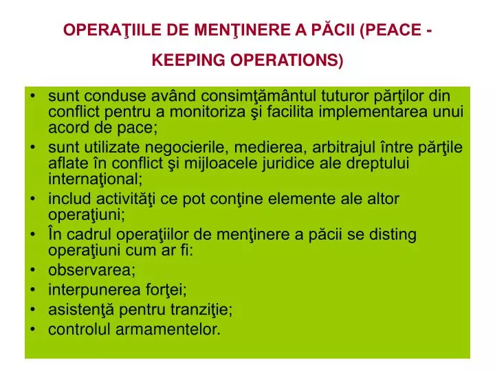 opera iile de men inere a p cii peace keeping operations