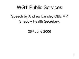 WG1 Public Services