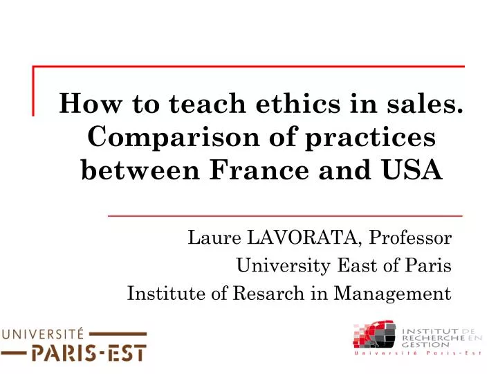 how to teach ethics in sales comparison of practices between france and usa