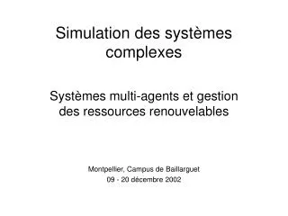 simulation des syst mes complexes