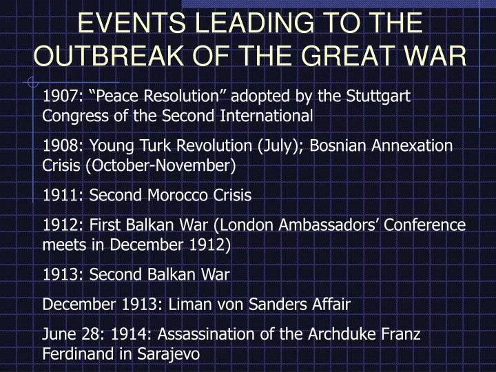 events leading to the outbreak of the great war