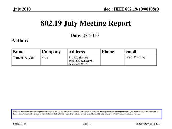 802 19 july meeting report