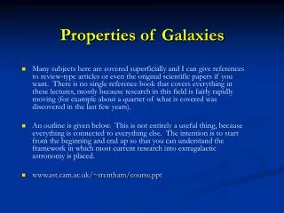 Properties of Galaxies