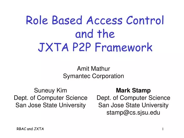 role based access control and the jxta p2p framework