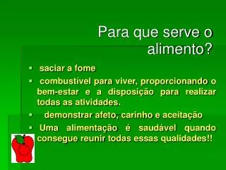 para que serve o alimento