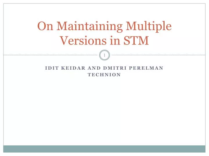 on maintaining multiple versions in stm