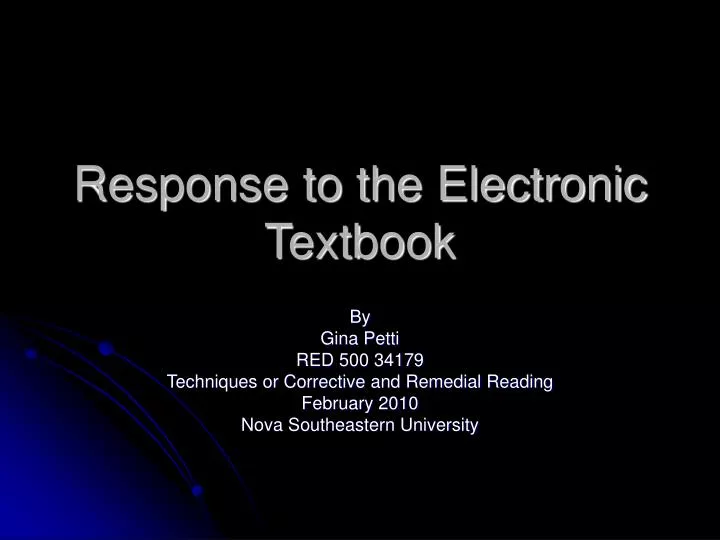 response to the electronic textbook