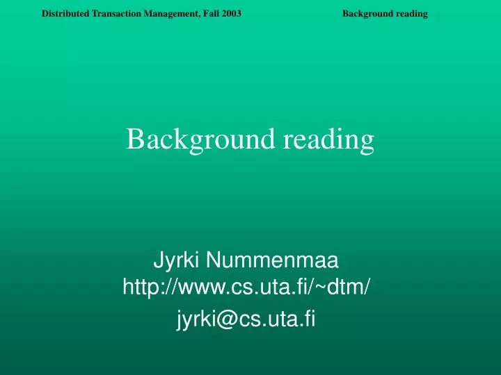 background reading
