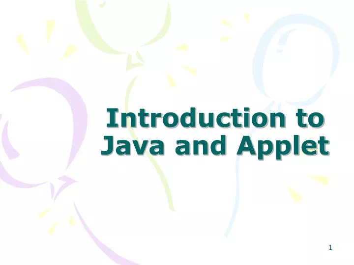 introduction to java and applet