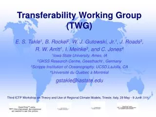 Transferability Working Group (TWG)