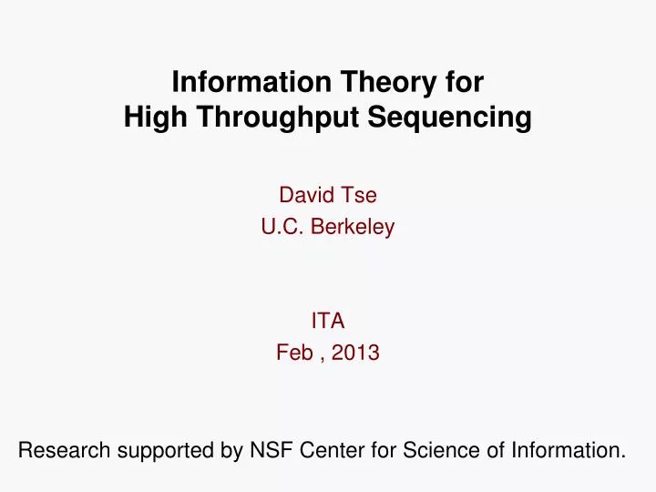 information theory for high throughput sequencing